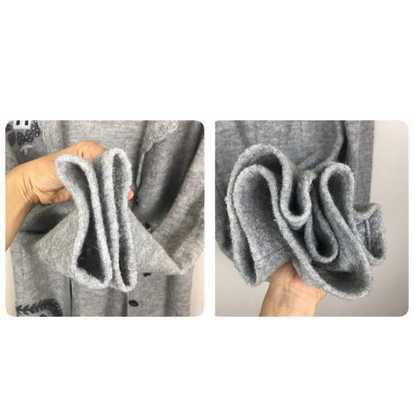 Silk club gray wool embroidered midi duster - Picture 6 of 9